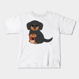 Black Dachshund Coffee Kids T-Shirt